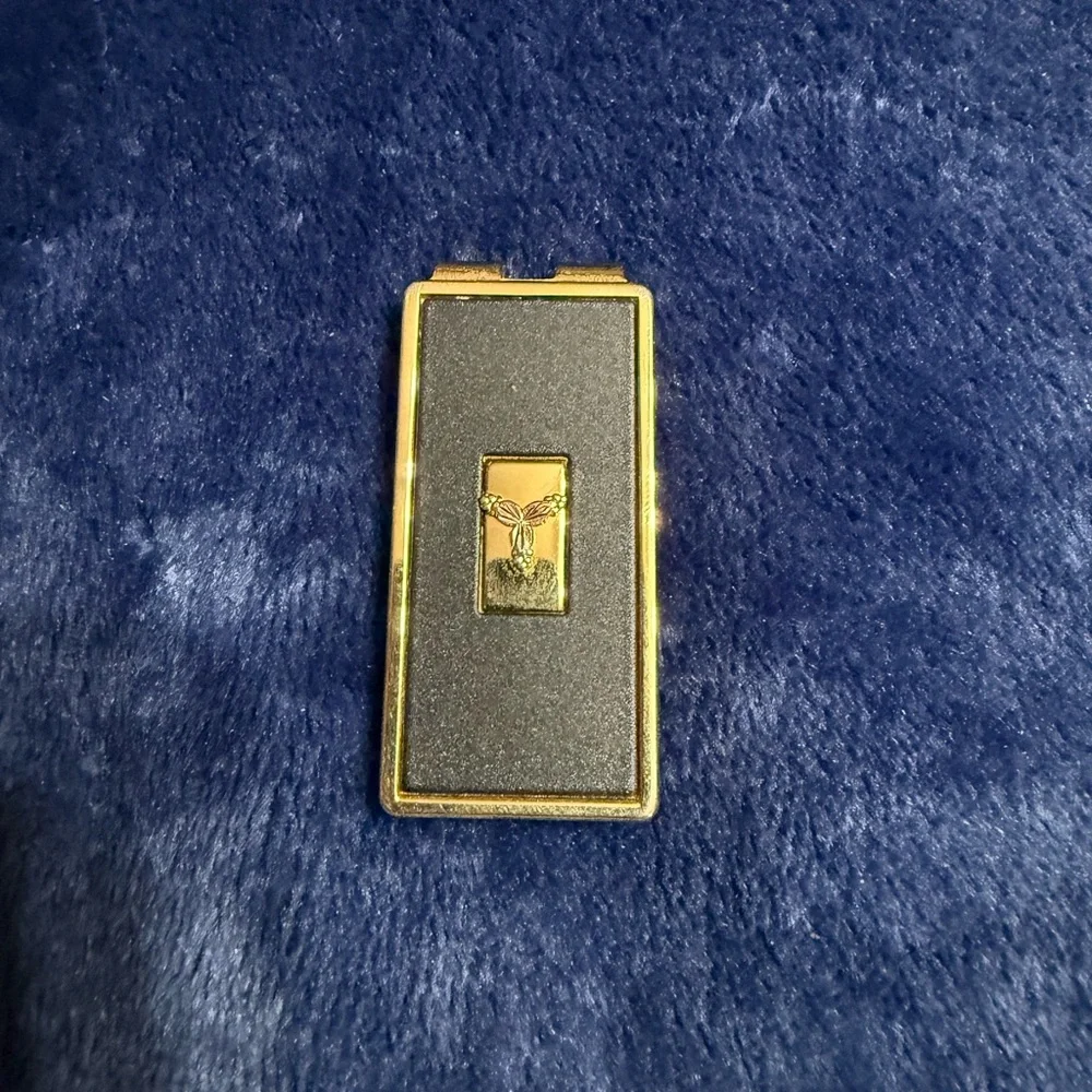 Landforms Black Hills Gold triple leaf Black enamel money clip